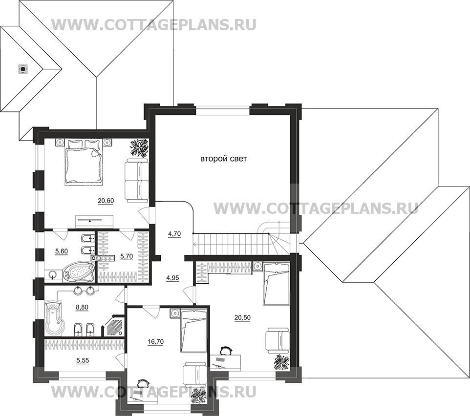 Поэтажные планы проект дома 202-97 общ. площадь 235,15 м2