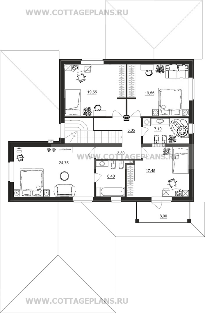 Поэтажные планы проект дома 29-05 общ. площадь 244,50 м2