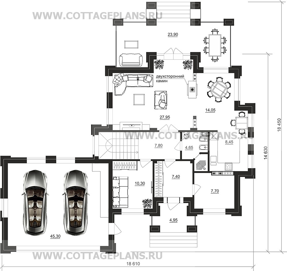 Поэтажные планы проект дома 201-93 общ. площадь 303,20 м2