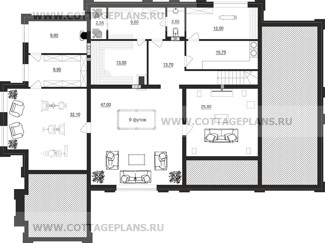 Поэтажные планы проект дома 103-38 общ. площадь 535,25 м2
