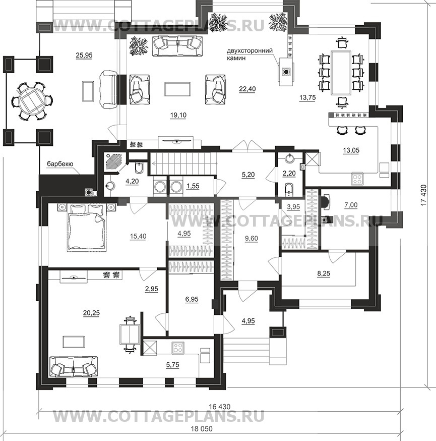 Поэтажные планы проект дома 202-08 общ. площадь 291,35 м2