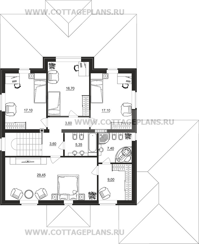 Поэтажные планы проект дома 92-74 общ. площадь 249,65м2