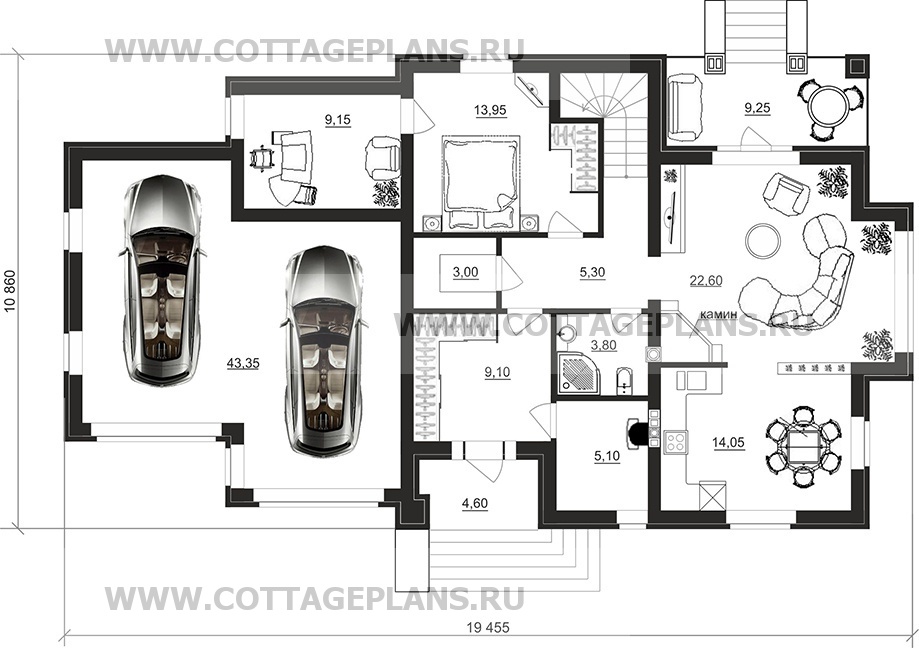 Поэтажные планы проект дома 76-68 общ. площадь 291,45 м2