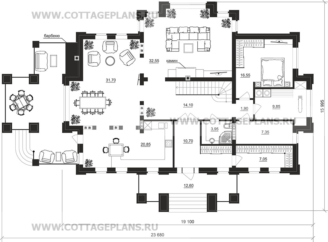 Поэтажные планы проект дома 103-25 общ. площадь 489,80 м2