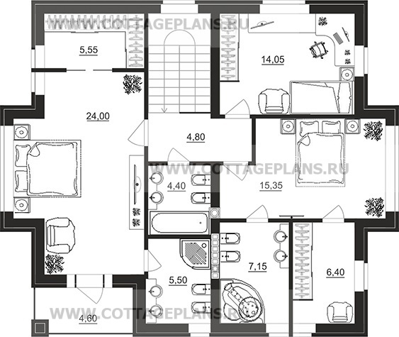 Поэтажные планы проект дома 29-86 общ. площадь 164,60 м2