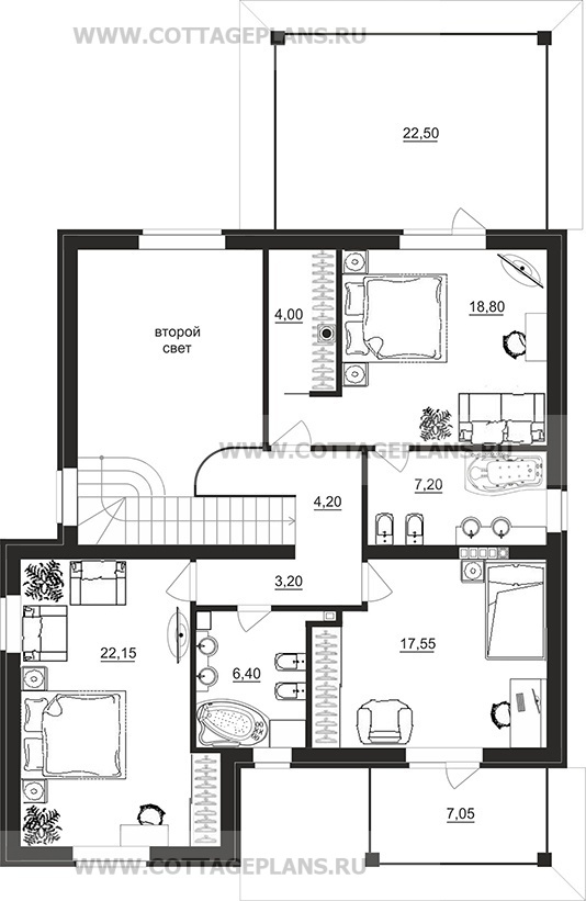 Поэтажные планы проект дома 200-14 общ. площадь 184,20 м2
