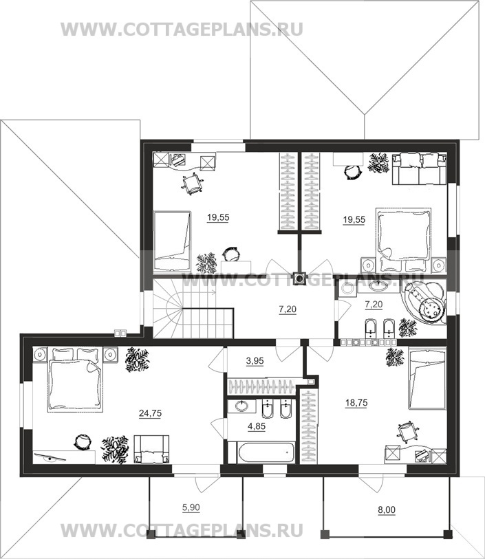 Поэтажные планы проект дома 89-97 общ. площадь 349,8 м2