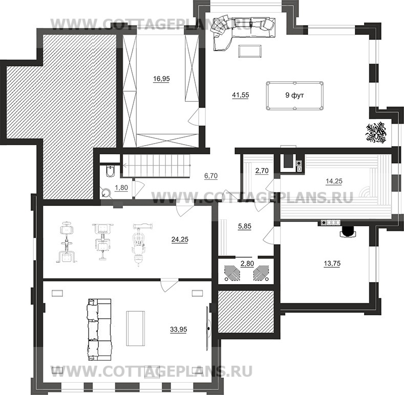 Поэтажные планы проект дома 203-05 общ. площадь 450,80 м2