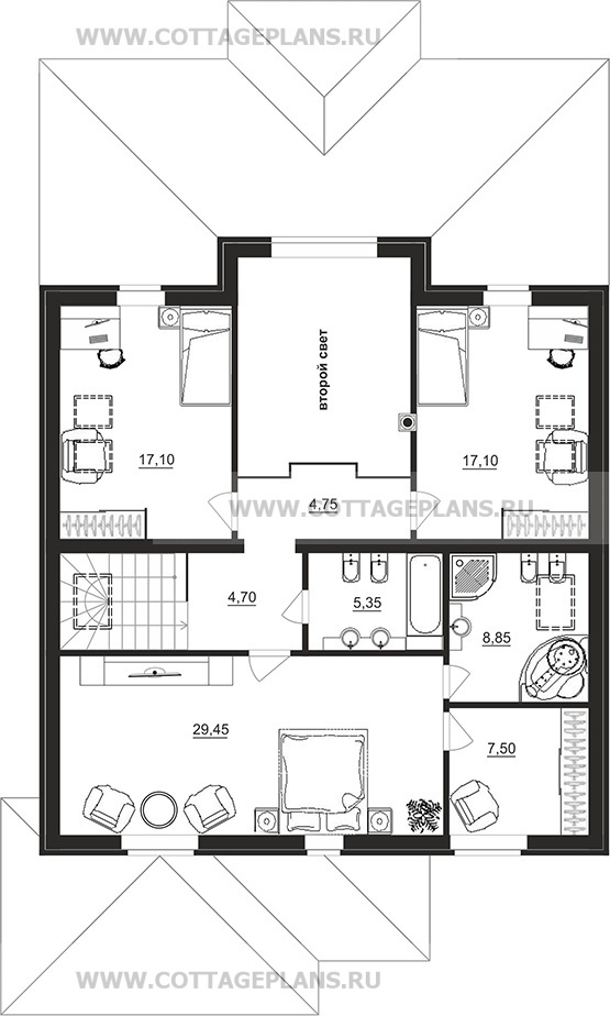 Поэтажные планы проект дома 100-02 общ. площадь 210,05 м2