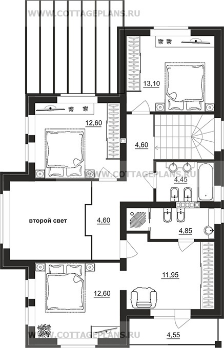 Поэтажные планы проект дома 77-58 общ. площадь 154,65 м2