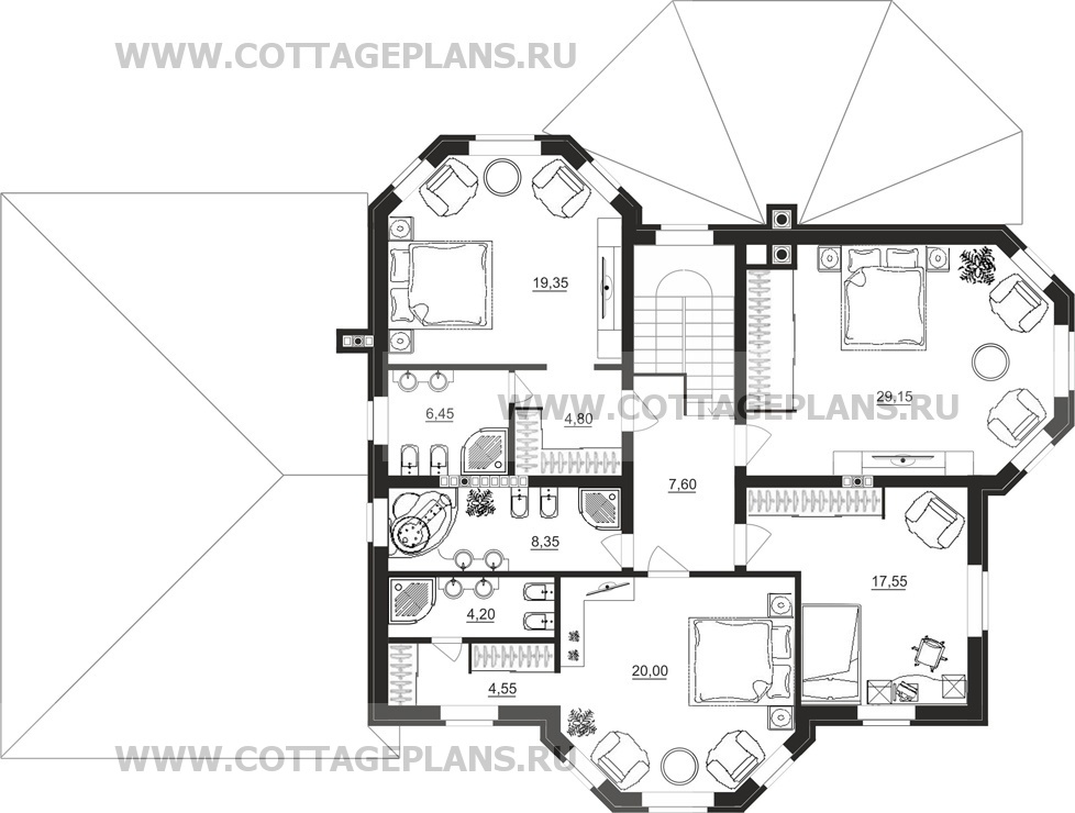 Поэтажные планы проект дома 96-11 общ. площадь 410,75 м2