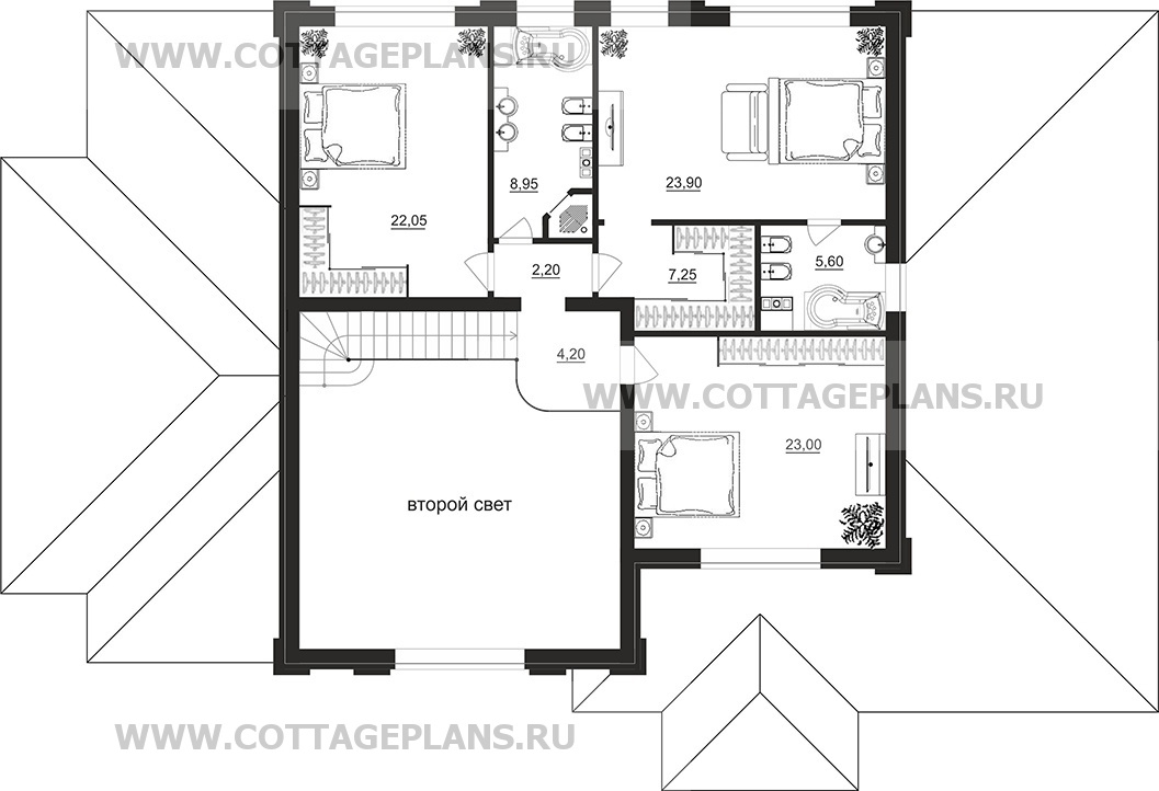 Поэтажные планы проект дома 204-13 общ. площадь 287,45 м2