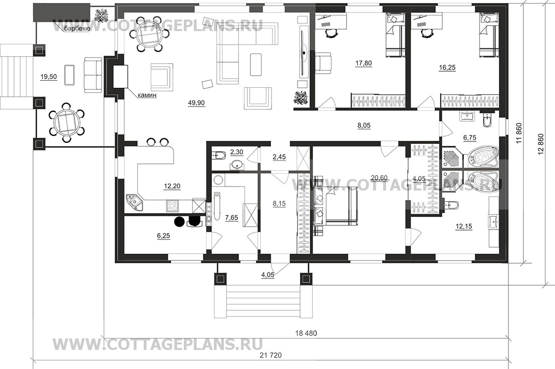 Поэтажные планы проект дома 702-32 общ. площадь 175,85 м2