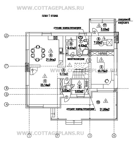 Поэтажные планы проект дома 80-19 общ. площадь 219,59 м2