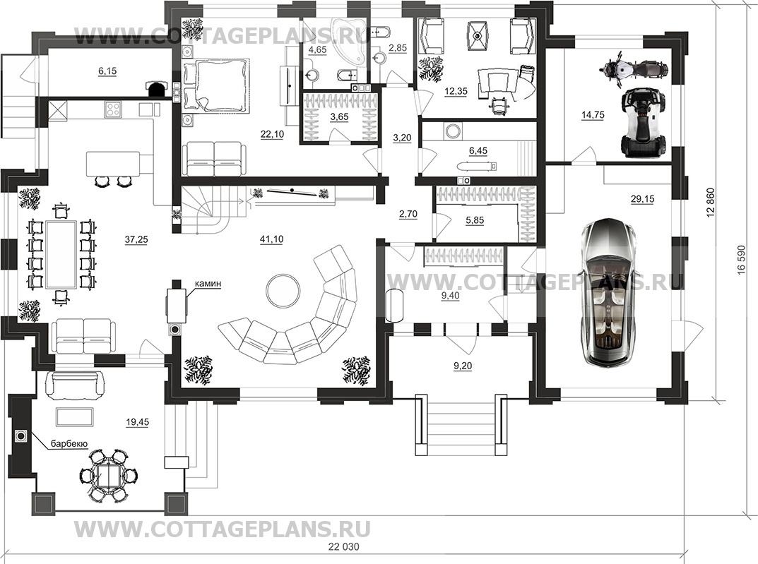 Поэтажные планы проект дома 202-37 общ. площадь 299 м2
