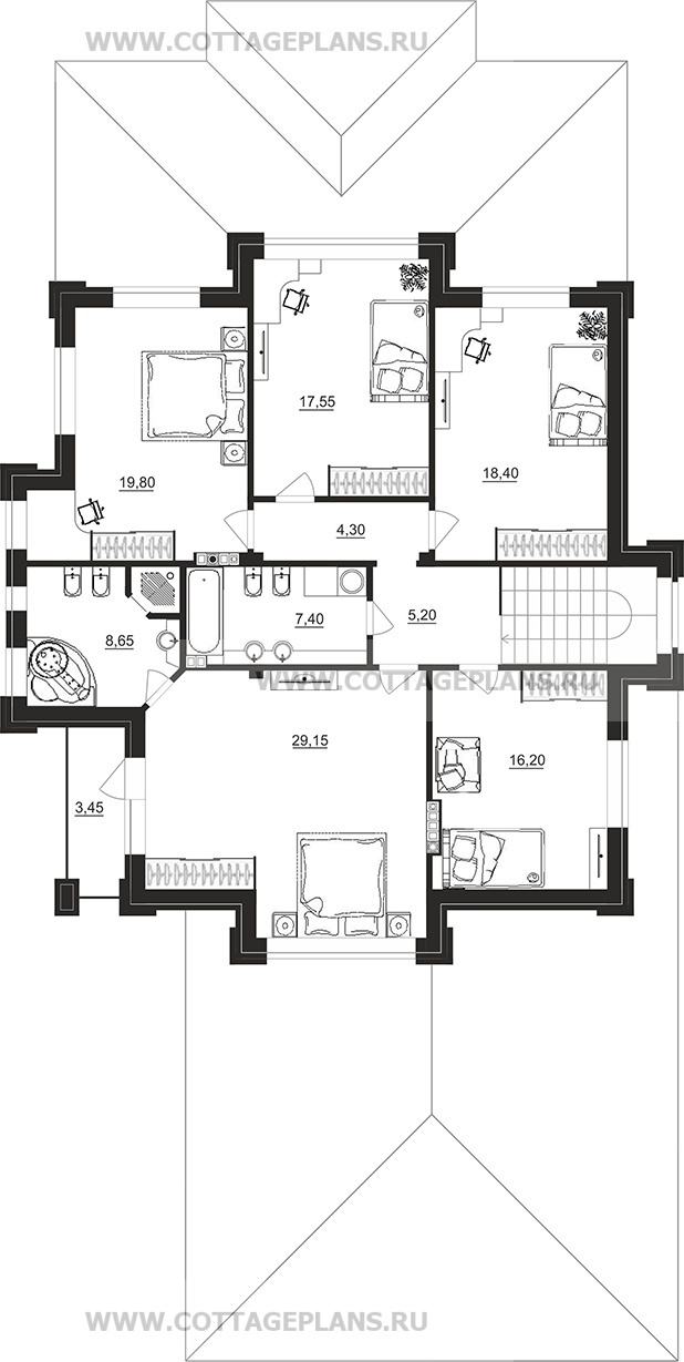 Поэтажные планы проект дома 101-86 общ. площадь 418,30 м2