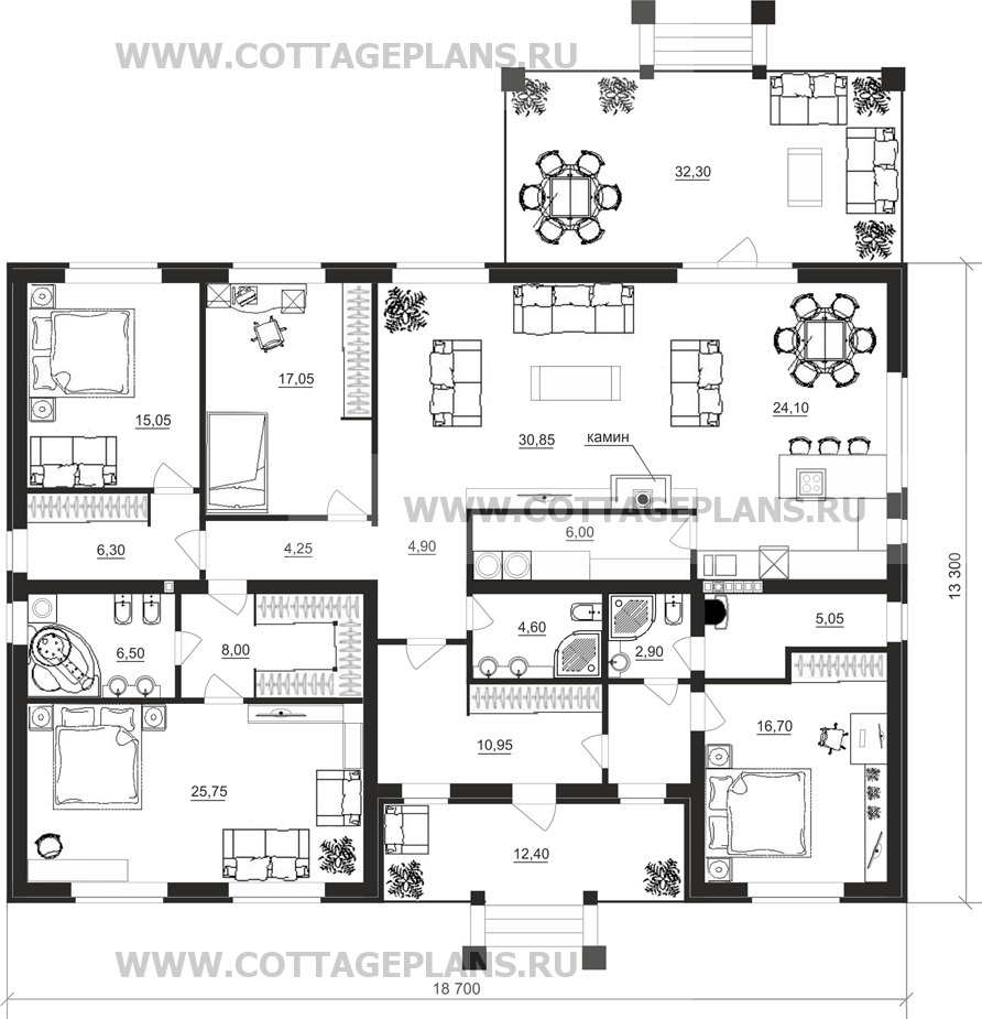 Поэтажные планы проект дома 07-02 общ. площадь 192,40 м2