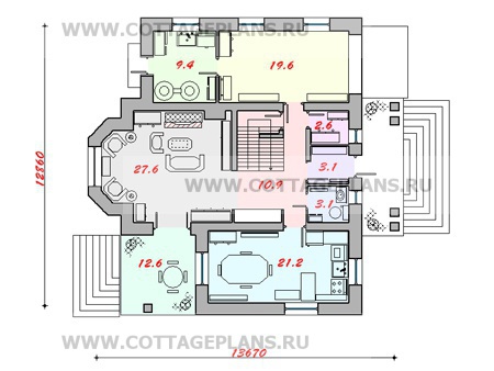 Поэтажные планы проект дома 59-99 общ. площадь 332,1 м2