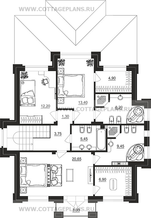 Поэтажные планы проект дома 100-75 общ. площадь 175,25 м2