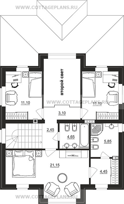Поэтажные планы проект дома 94-89 общ. площадь 214,85 м2