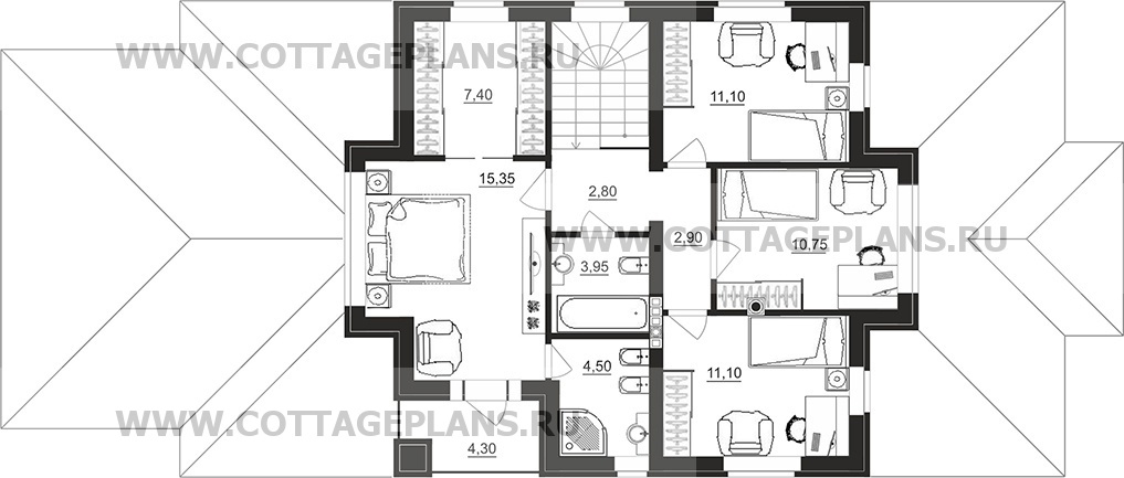 Поэтажные планы проект дома 200-64 общ. площадь 187,95 м2