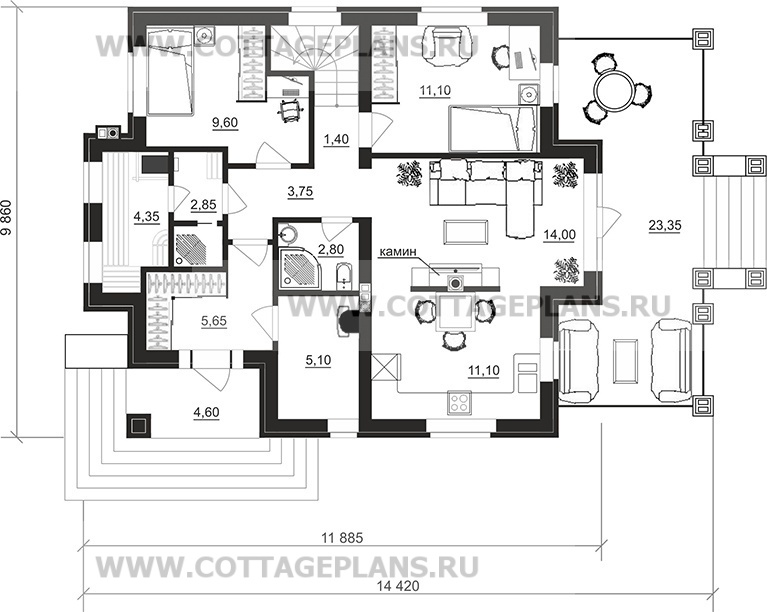 Поэтажные планы проект дома 100-44 общ. площадь 132,40 м2