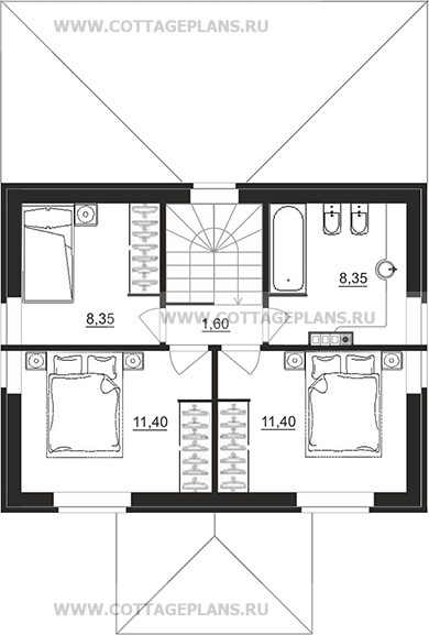 Поэтажные планы проект дома 92-51 общ. площадь 82,35 м2