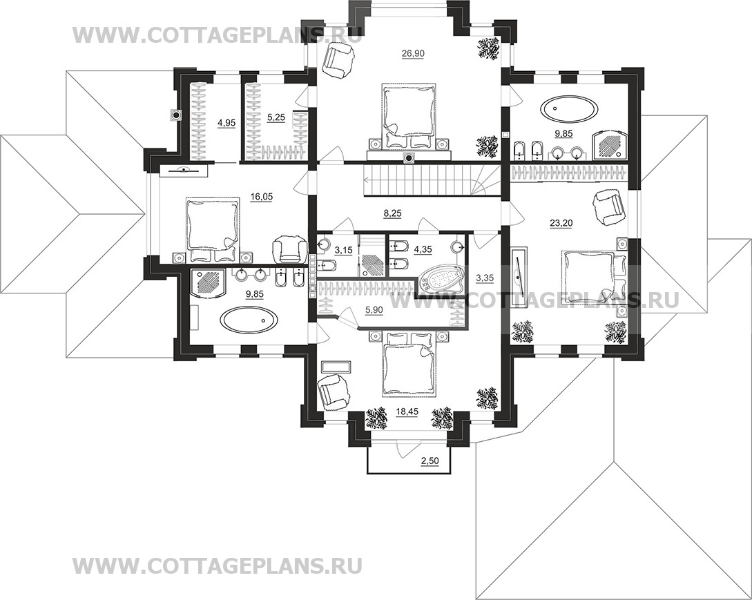 Поэтажные планы проект дома 202-26 общ. площадь 324,70 м2