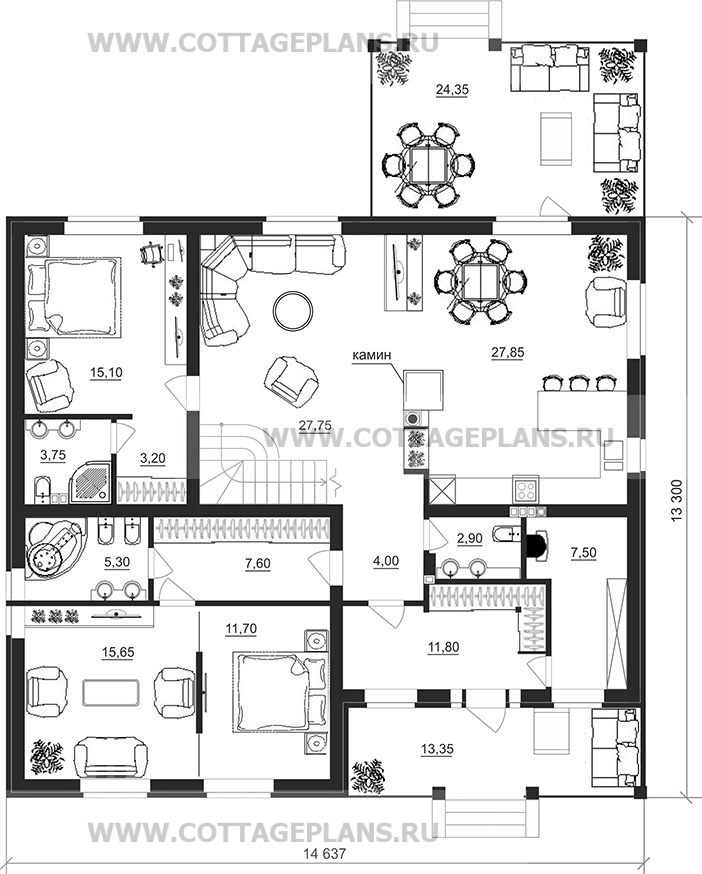 Поэтажные планы проект дома 97-72 общ. площадь 227,25 м2
