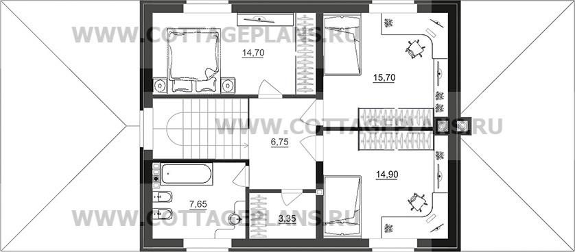 Поэтажные планы проект дома 74-40 общ. площадь 160,50 м2