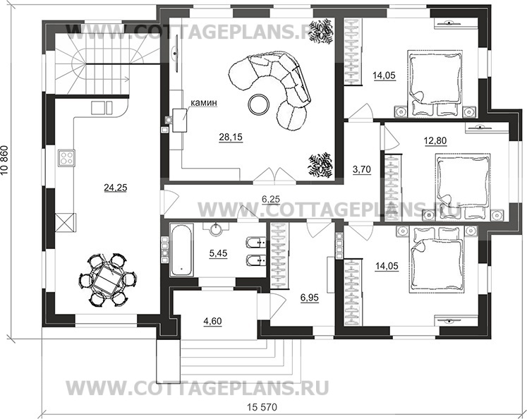 Поэтажные планы проект дома 91-52 общ. площадь 232,30 м2