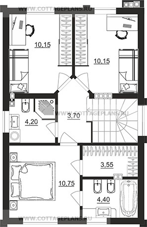Поэтажные планы проект дома 104-81 общ. площадь 92,25 м2