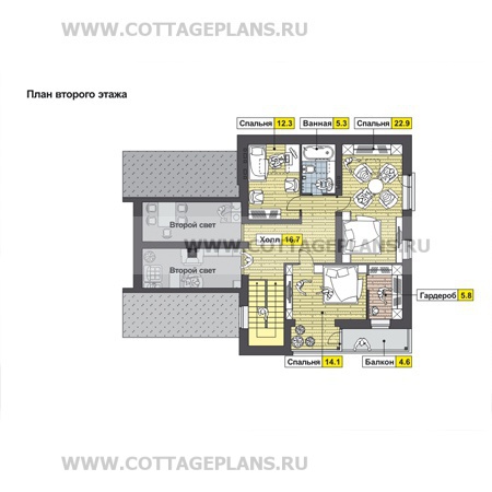 Поэтажные планы проект дома 60-85 общ. площадь 204,85 м2