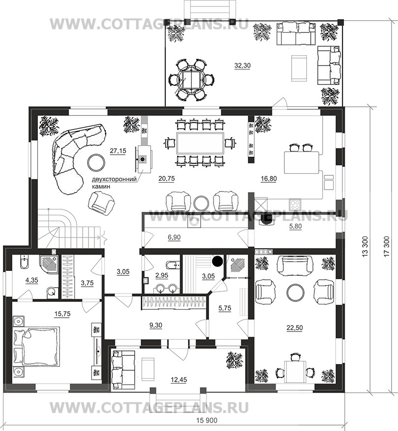 Поэтажные планы проект дома 200-63 общ. площадь 230,00 м2