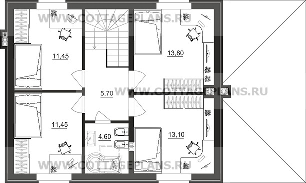 Поэтажные планы проект дома 75-32 общ. площадь 117,90 м2