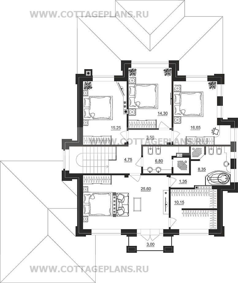 Поэтажные планы проект дома 200-91 общ. площадь 243,65 м2