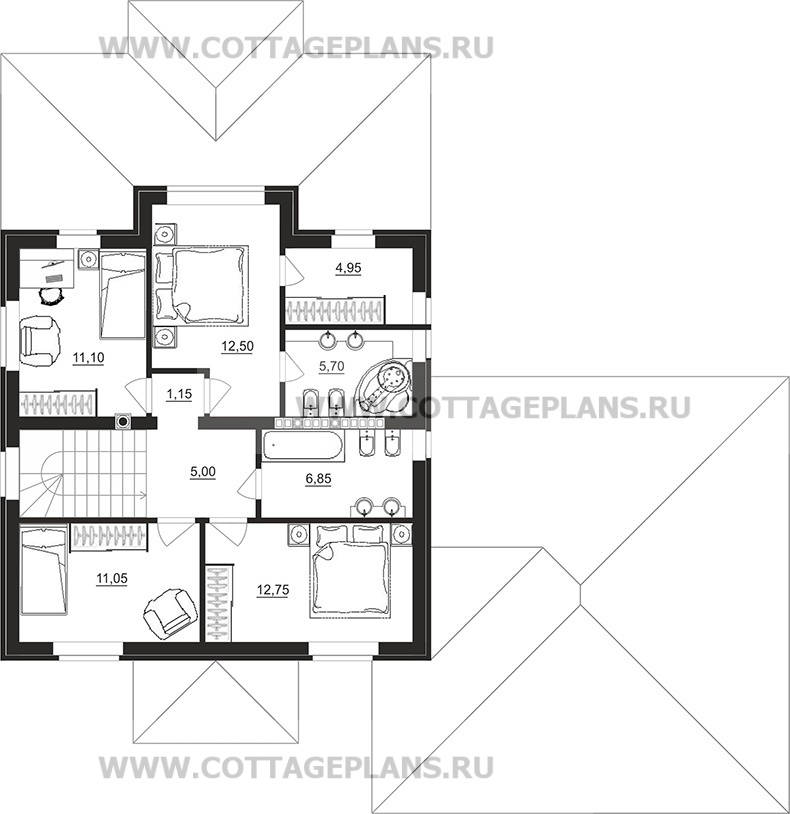 Поэтажные планы проект дома 93-75 общ. площадь 264,25м2