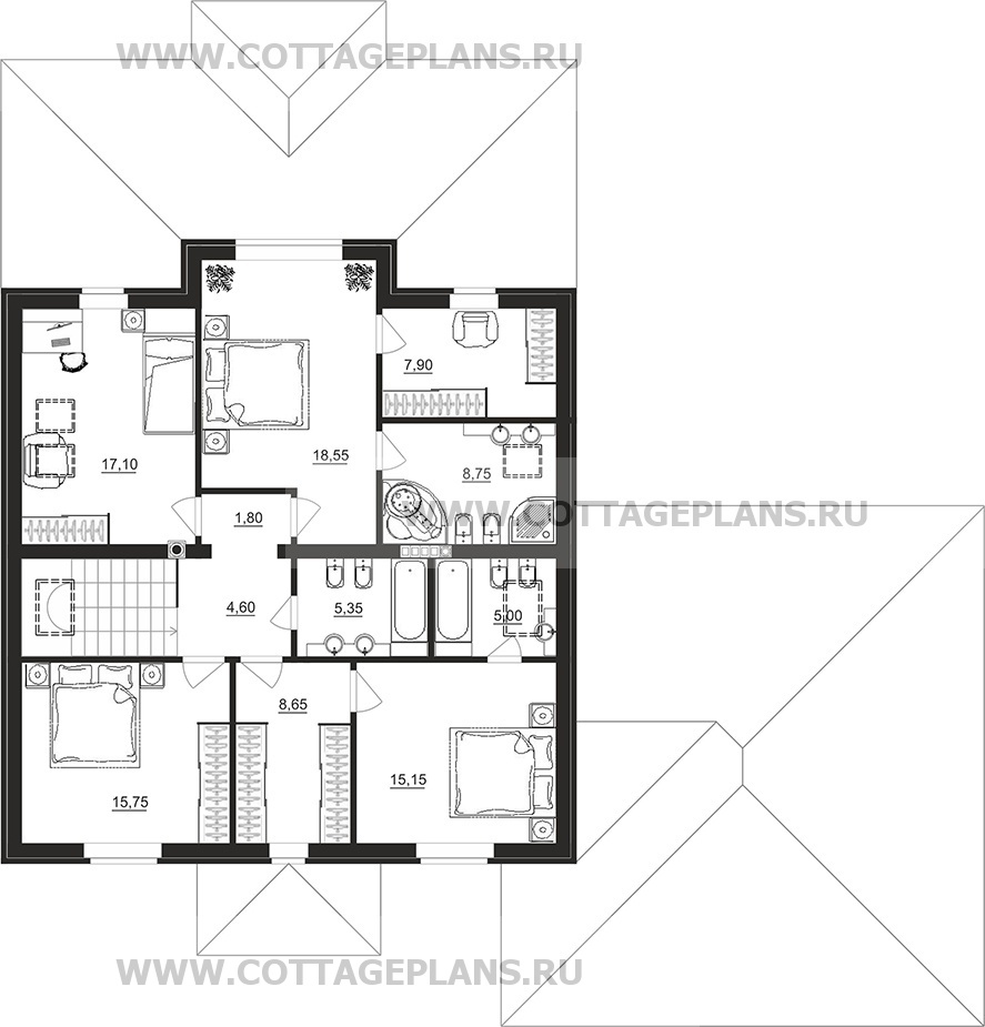 Поэтажные планы проект дома 77-93 общ. площадь 273,65 м2