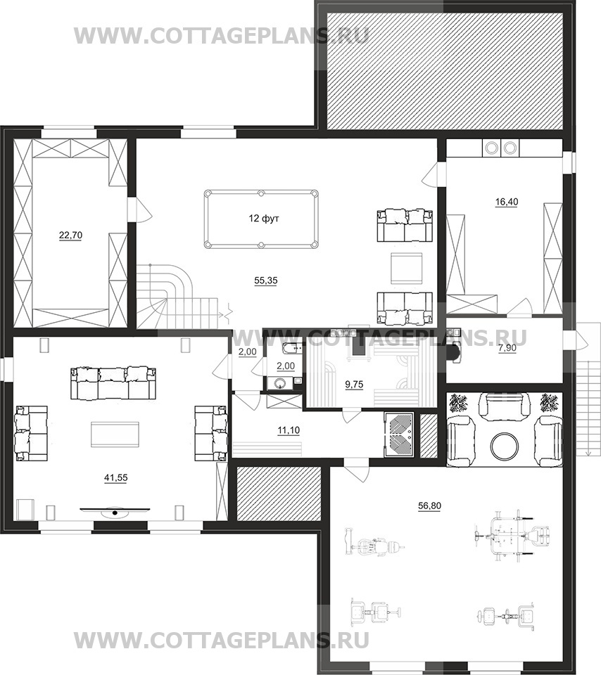 Поэтажные планы проект дома 201-70 общ. площадь 551,15 м2