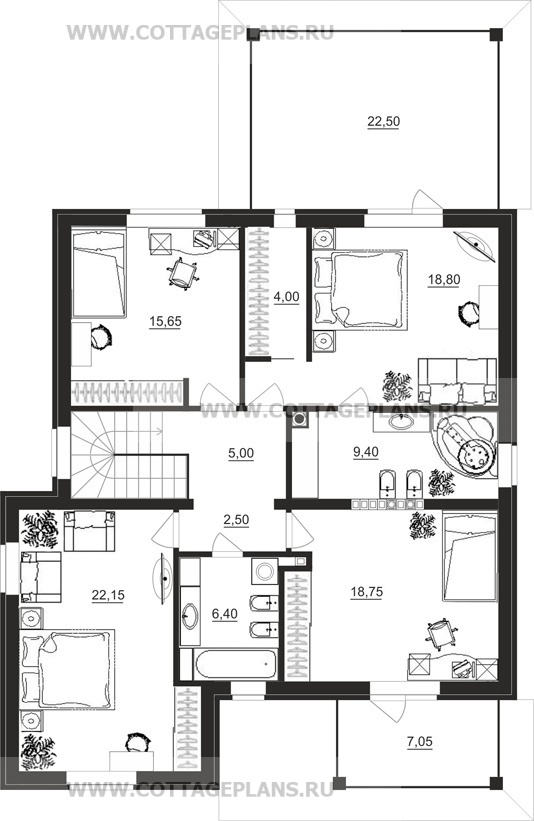 Поэтажные планы проект дома 22-54 общ. площадь 298,85 м2