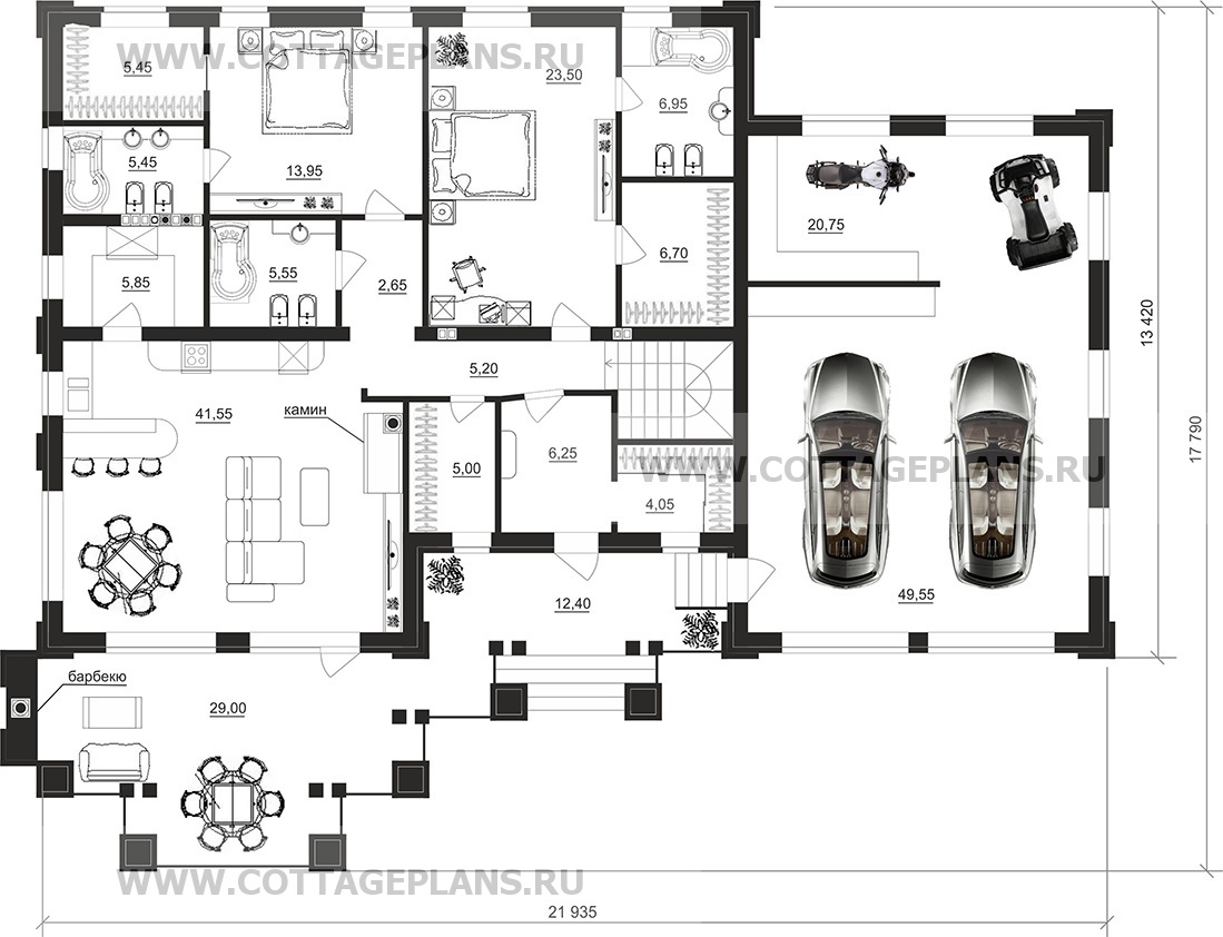 Поэтажные планы проект дома 91-84 общ. площадь 347,15 м2