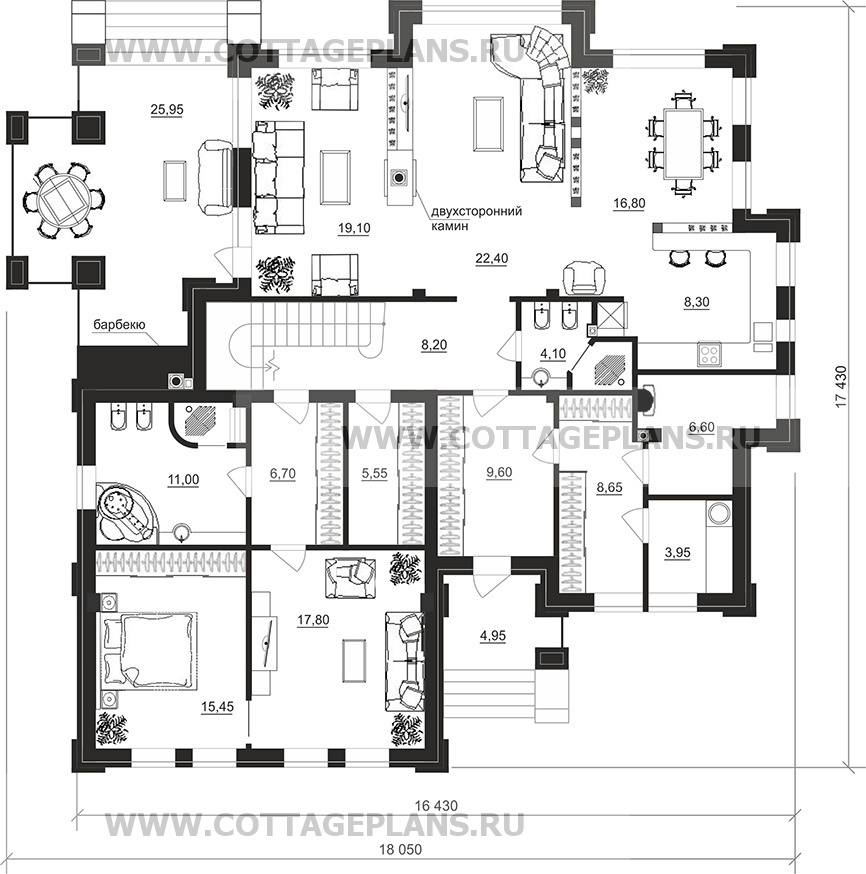 Поэтажные планы проект дома 102-05 общ. площадь 292,90 м2