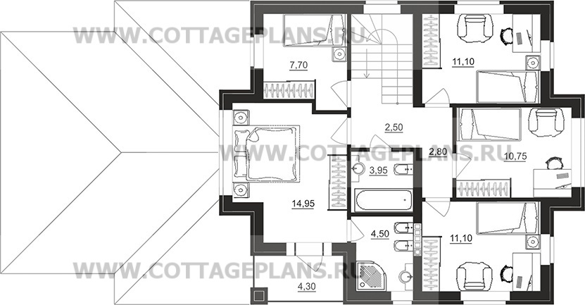Поэтажные планы проект дома 76-06 общ. площадь 245,90 м2