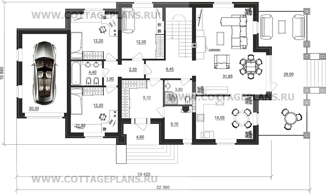 Поэтажные планы проект дома 101-65 общ. площадь 344,90 м2