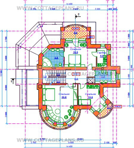 Поэтажные планы проект дома 32-87 общ. площадь 327,9 м2