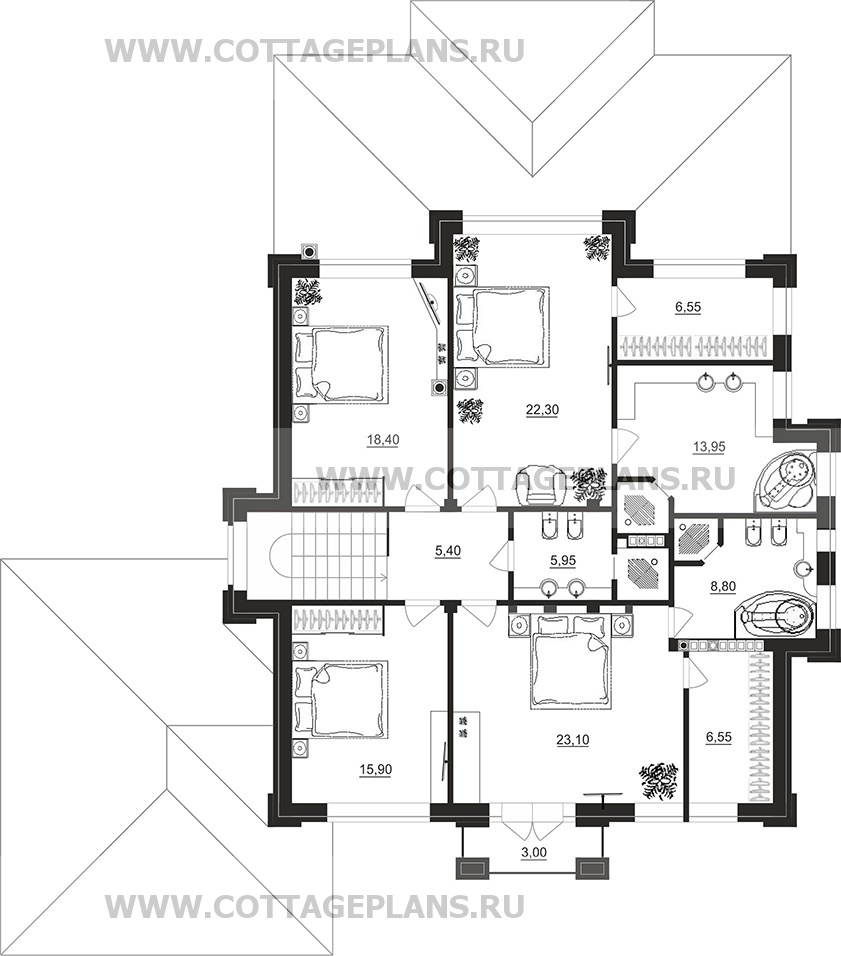 Поэтажные планы проект дома 201-92 общ. площадь 409,45 м2