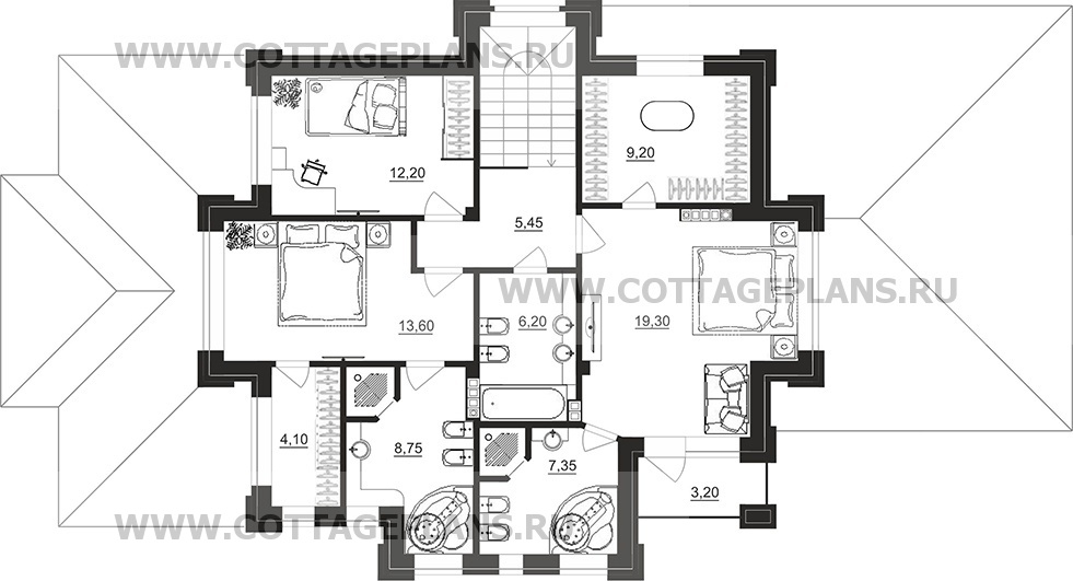 Поэтажные планы проект дома 200-87 общ. площадь 202,95 м2