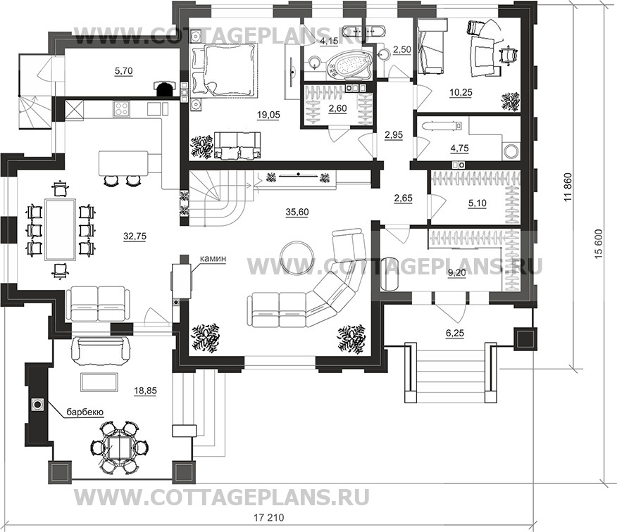 Поэтажные планы проект дома 202-33 общ. площадь 217,65 м2