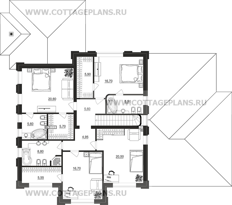 Поэтажные планы проект дома 204-30 общ. площадь 309,15 м2
