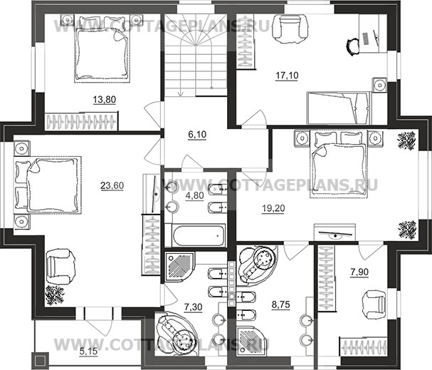 Поэтажные планы проект дома 92-87 общ. площадь 202,45 м2